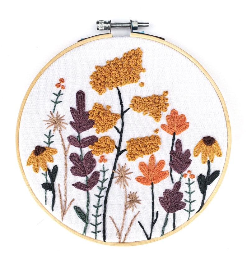 Spring Florals Embroidery Kit with Embroidery Pattern and Embroidery Supplies image 2