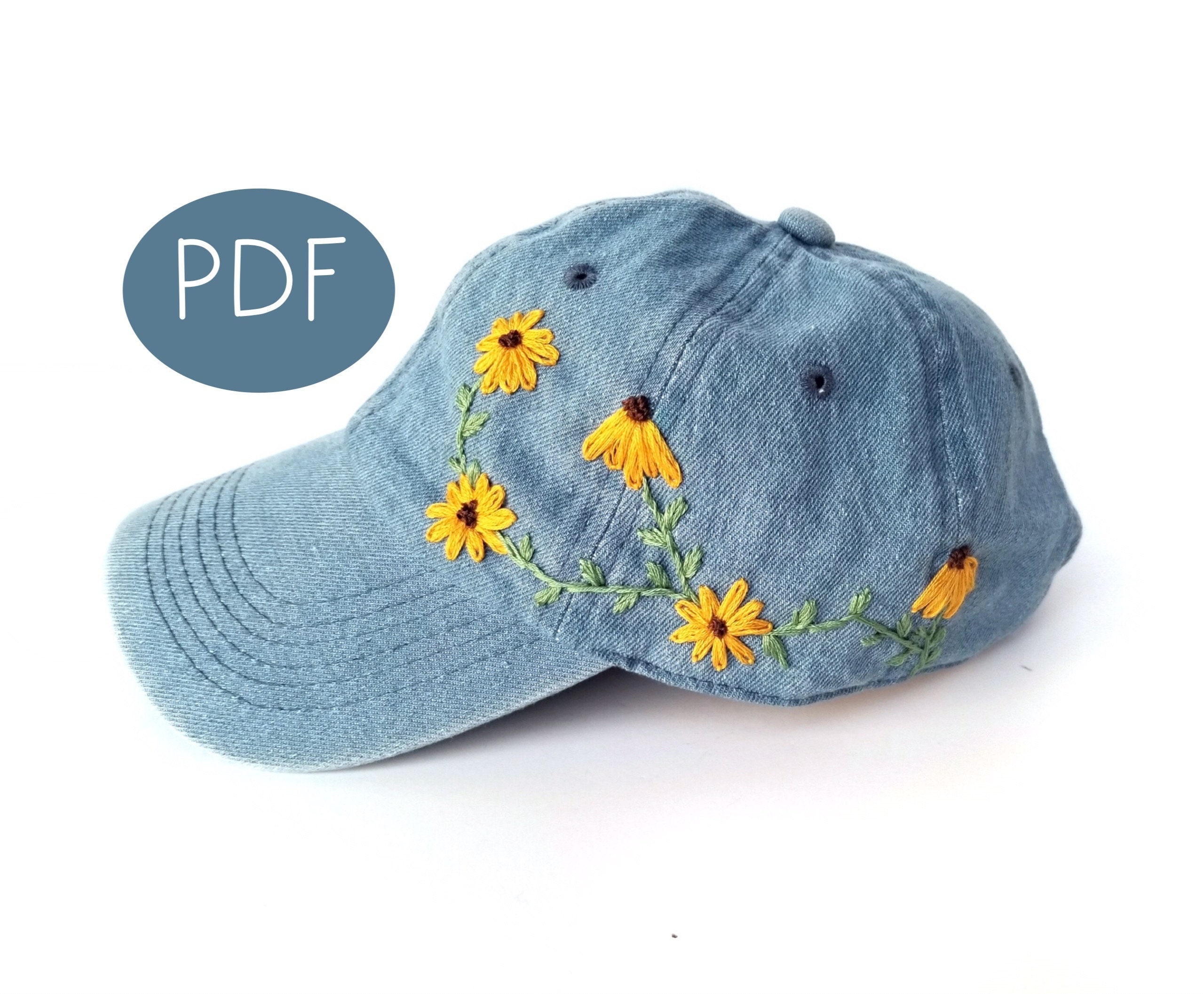 PDF DIGITAL Pattern Sunflowers Baseball Cap DIY - Thread