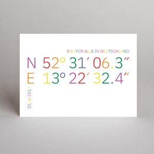 Postkarte  "Ehe für alle in Deutschland" // CONSEQUENTIALCOORDINATES