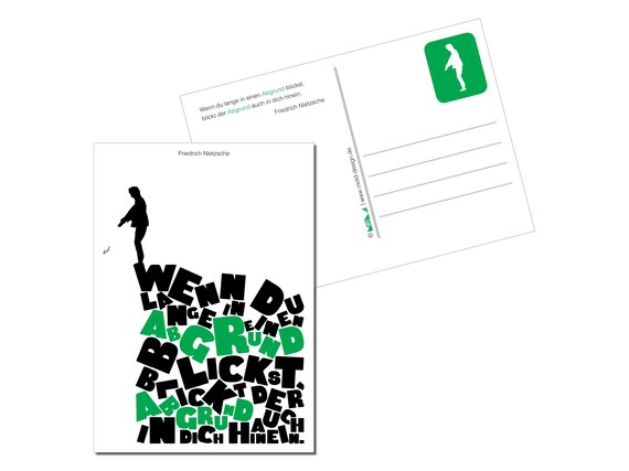 Postcard Nietzsche Abyss Very Important Quotes Etsy