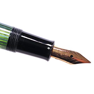 Wonderful Pelikan 140 fountain pen, Vintage Torpedo Shaped, Green Striped - 14K 585 F Nib, Wonderful gift