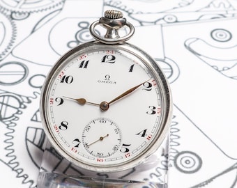 Rare 1923 Vintage Omega Swiss Pocket Watch: Cal 40,6LT.1, Manual Wind