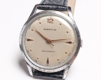 Reloj de pulsera Vintage Marvin Swiss Made de gran tamaño, reloj de cuerda manual de la década de 1950, maravilloso regalo