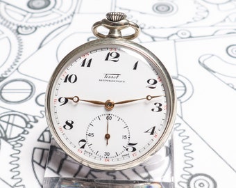 Vintage maravilloso reloj de bolsillo suizo Tissot&Fils, reloj de bolsillo de cara abierta de cuerda manual de la década de 1950 - maravilloso regalo
