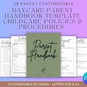 Daycare Parent Handbook Template | Editable Canva Childcare Policies & Procedures | Preschool and Home Daycare Handbook