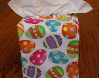 Square Handmade Free Shipping Glittering Colorful 4 Leaf Clovers on White Fabric Tissue Box Cover Tissue Box Cover