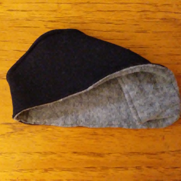 Fleece Ear Warmer Headband, Black/Gray Reversible Fleece Earmuffs, Fleece Hairband Head Wrap, Winter Ear Warmer, Ski Fleece Ear Warmer