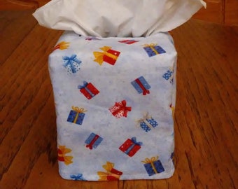 Tissue Box Cover, Square, Gifts Galore Design Fabric Square Tissue Box Cover, Christmas Tissue Box Cover, Handmade, Holiday Decor