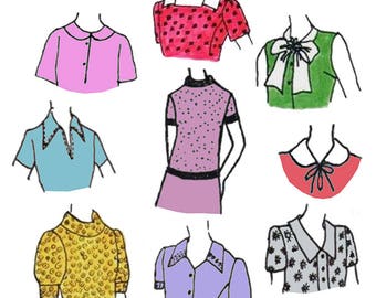 How To Make 9 Different Collar Styles From One Basic Plus Size or Full Figure Sewing Pattern PDF downloadable pattern makeover class