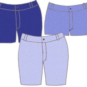 Cartamodello PDF per pantaloncini in denim taglie forti per ragazze, taglie 14-16