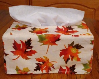 Fabric Tissue Box Cover Rectangle, Glittering Colorful Leaves Rectangular Tissue Box Cover, Fall Tissue Box Cover, Free Shipping