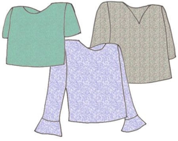 Girls Plus Size Modern T-Shirts PDF Sewing Pattern - Sizes 8-10-12