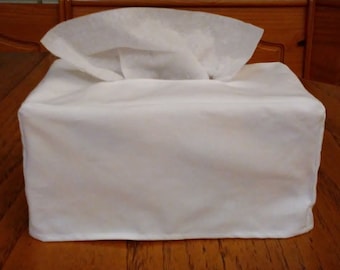 Tissue Box Cover, Rectangle, White Fabric Rectangular Tissue Box Cover, Handmade, Free Shipping