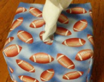 Tissue Box Cover, Square, Football Fabric Tissue Box Cover, Square Tissue Box Cover, Football Design Tissue Box Cover, Football Decor