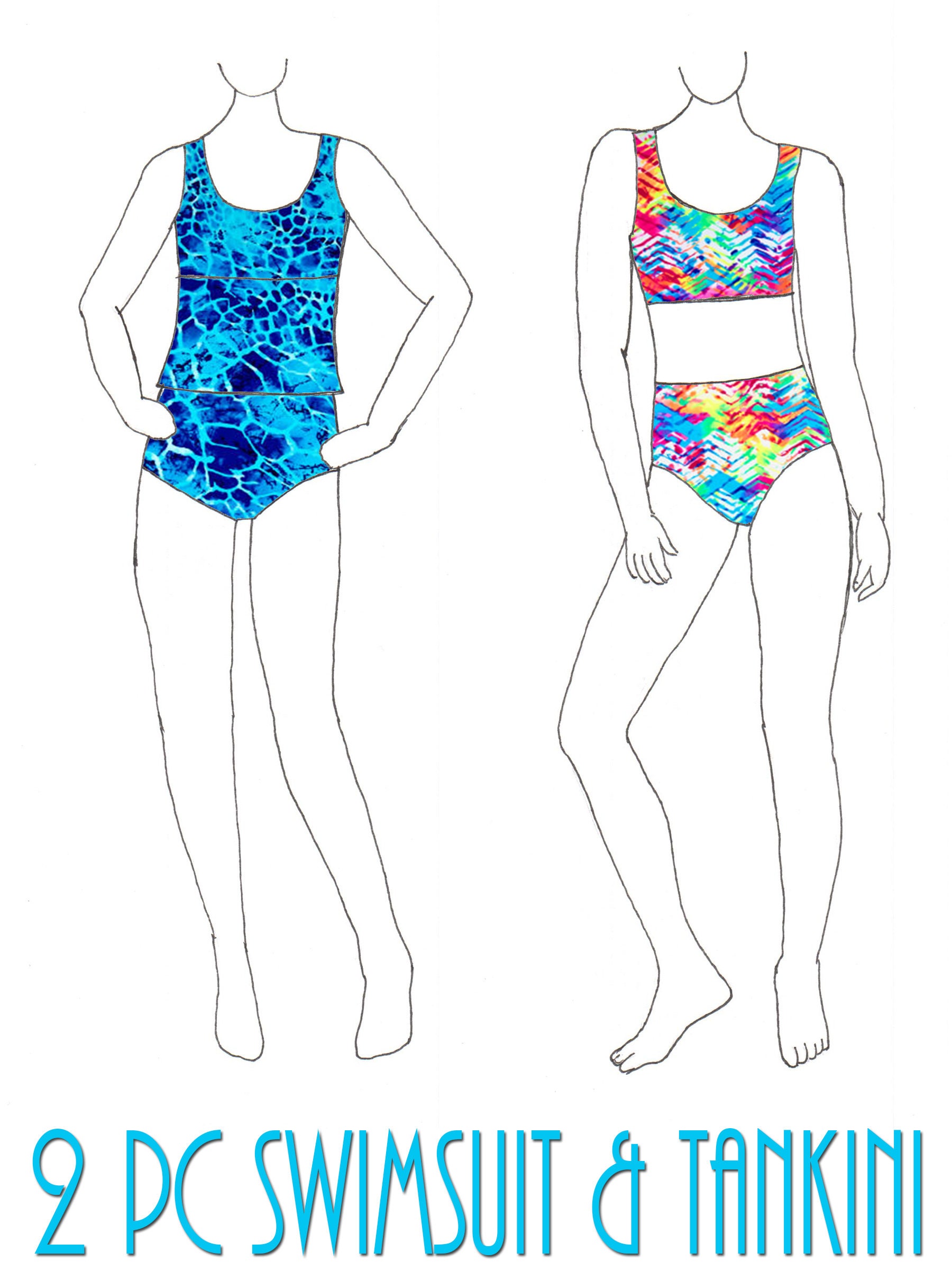 Size 2-piece Swim Suit With Optional Tankini | Etsy