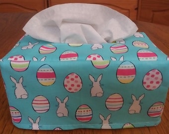 Tissue Box Cover, Rectangle, Easter Bunny Tails And Easter Eggs Rectangular Tissue Box Cover, Easter Decor