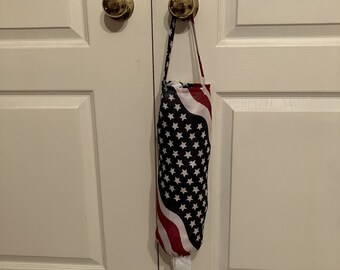 Grocery Bag Holder, Colorful Stars And Stripes Fabric Plastic Bag Container And Dispenser, Plastic Bag Keeper, Plastic Bag Storage