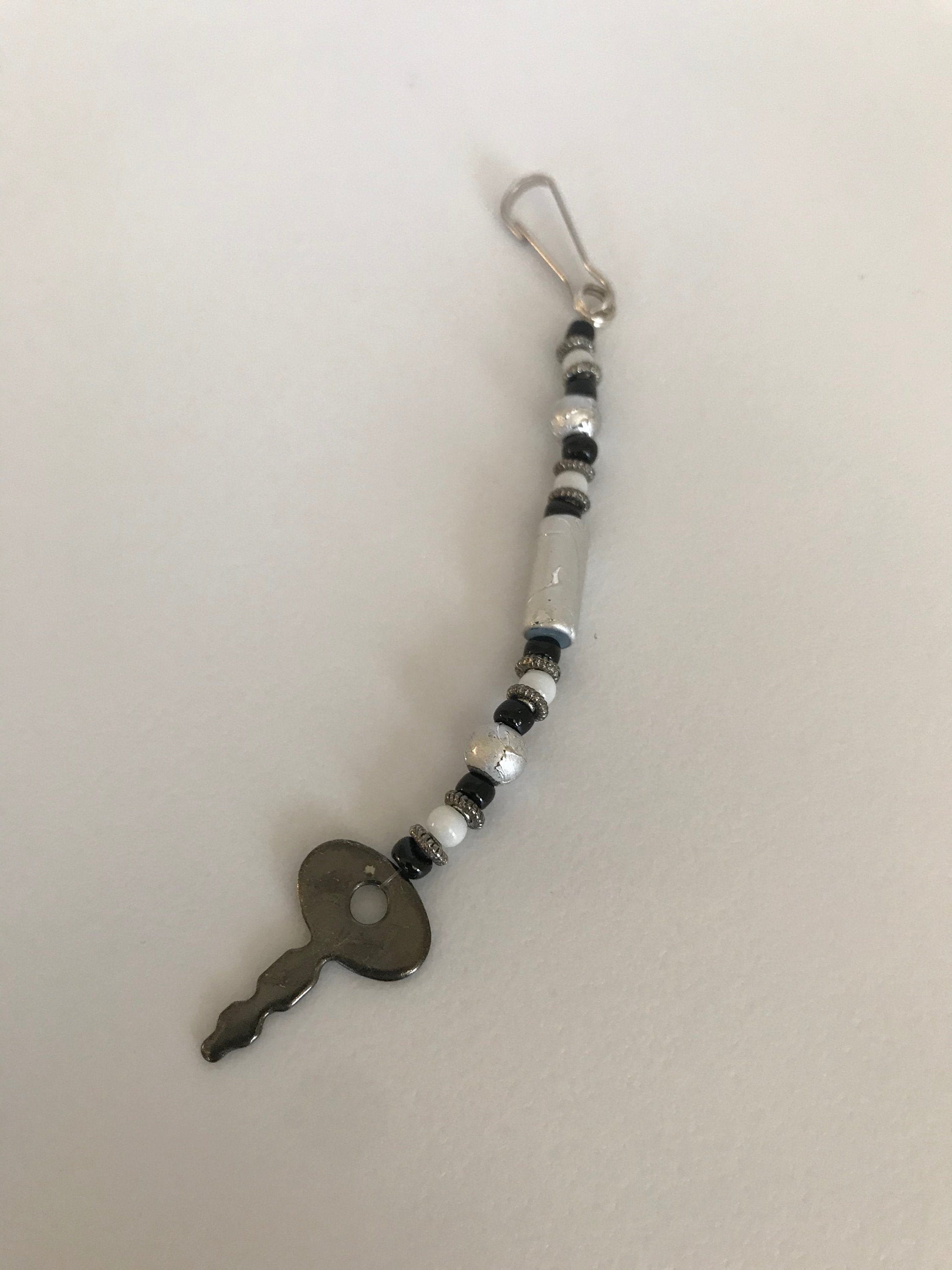 Mini Keychai Mini Key Silver Beaded Keychain - Etsy