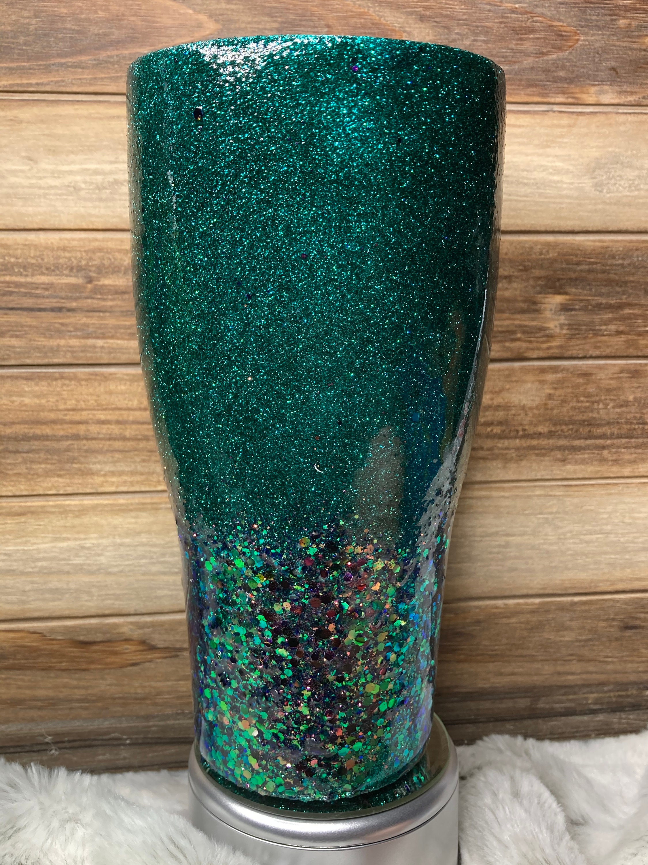 Custom Tumbler Green Glitter Tumbler Etsy