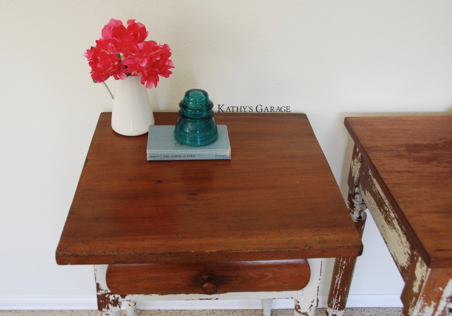 SOLD Chippy White Farmhouse End Tables Accent Table Etsy