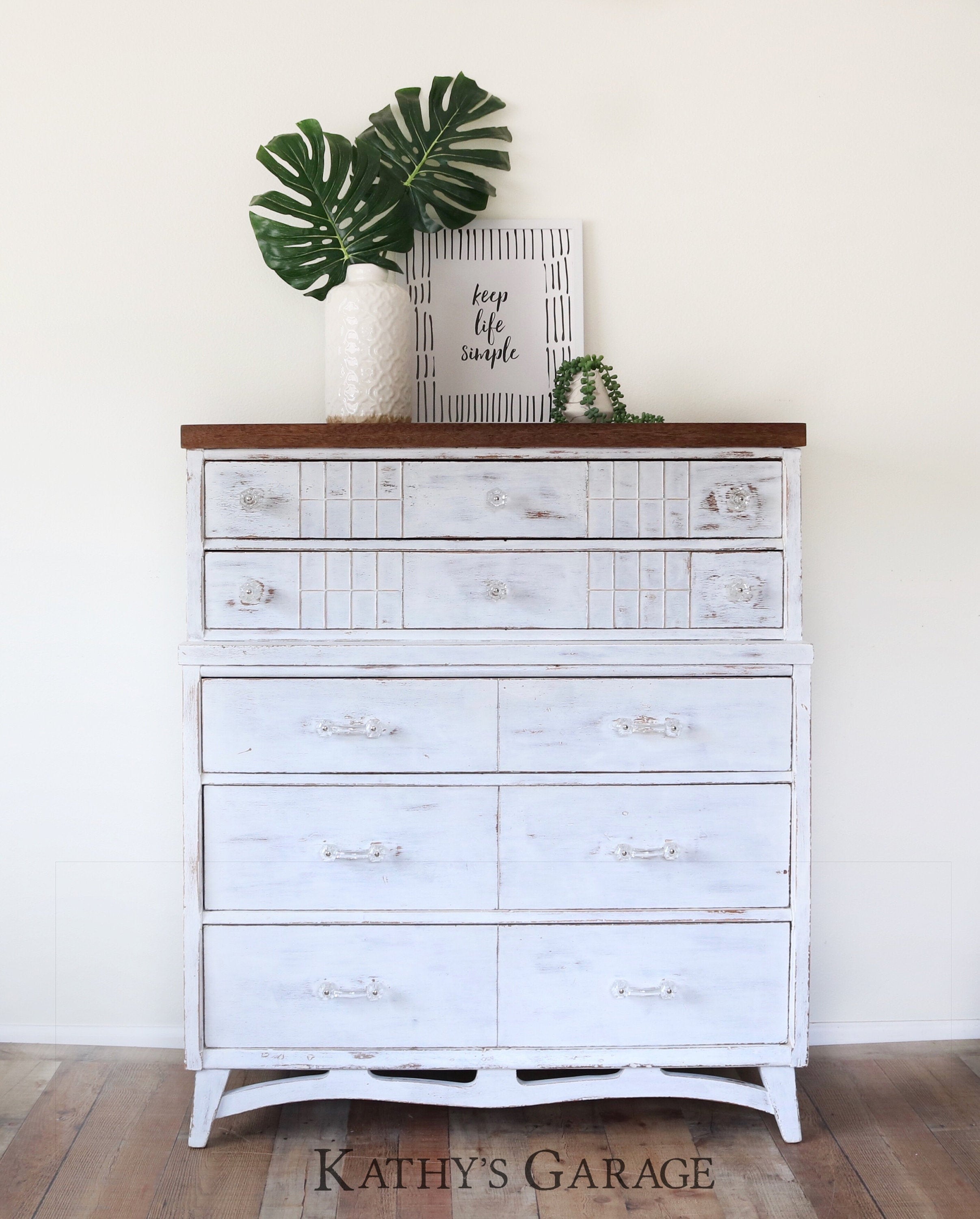 Sold Tall Farmhouse White Dresser Chippy Bedroom Furniture Etsy