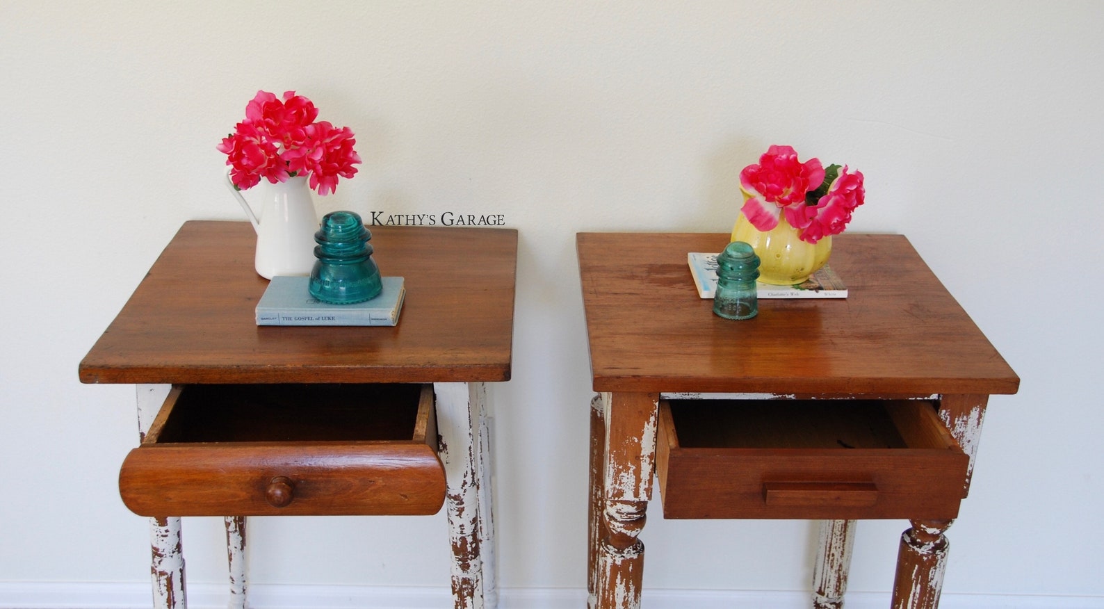 SOLD Chippy White Farmhouse End Tables Accent Table Etsy