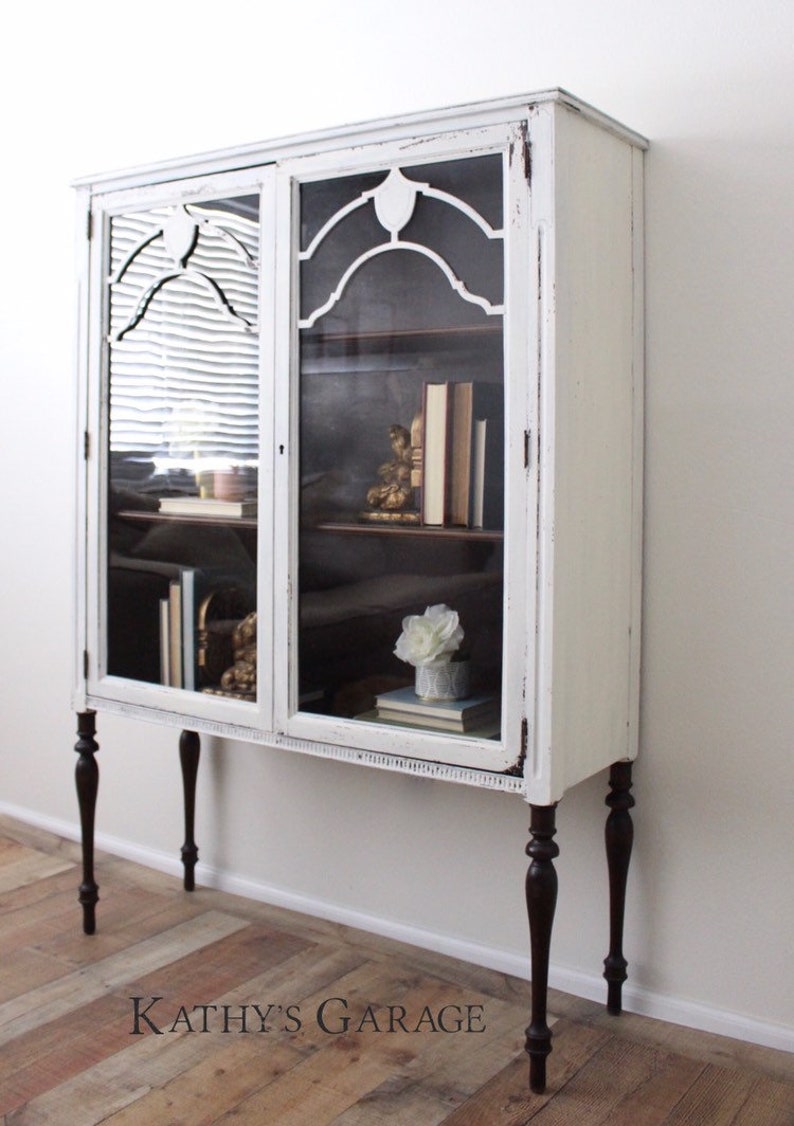 SOLD White Farmhouse Hutch Bookcase Bookshelf Chippy White Etsy