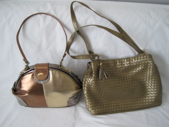 Set of Two (2) Gold Ladies Handbags; Perfect for … - image 1