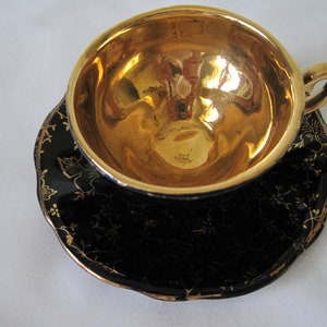 Cups/Saucers Set; German Bavarian MCM porcelain/fine china Cobalt Blue and 22K Gold; Set of Six Cups and Saucers; Perfect for Your Next Tea!