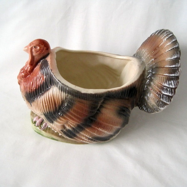 Ceramic Turkey Centerpiece Table Decor Roll Server Plant Holder  HCI Made in Haiti Cap Haitien; Perfect for Your Next Thanksgiving!