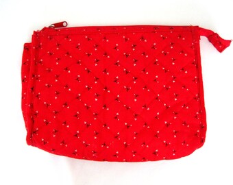 Jewelry Bag; Red Quilted Zippered Cloth Fabric Jewelry Bag; Coin Makeup Purse Insert; Perfect for Your Next Travels!