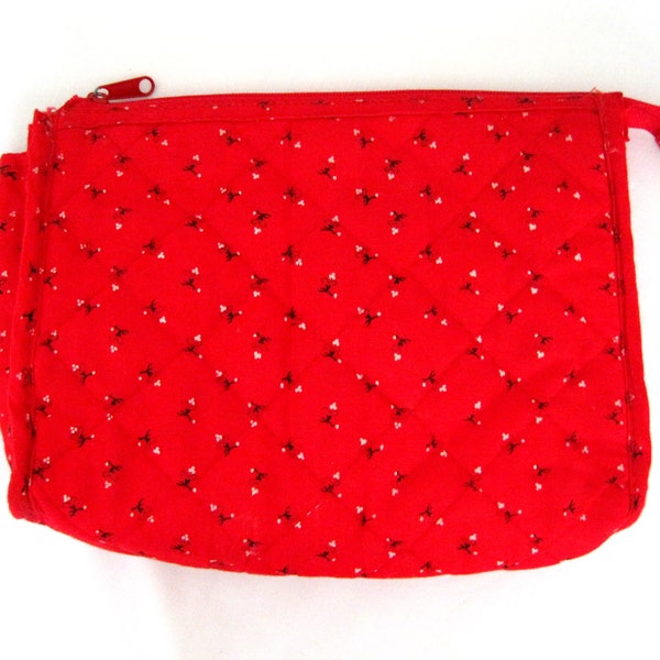 Jewelry Bag; Red Quilted Zippered Cloth Fabric Jewelry Bag; Coin Makeup Purse Insert; Perfect for Your Next Travels!