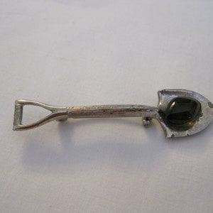 Pin; Brooch; Silverplate Silver Plate Garden Shovel Pin Brooch with Onyx Stone; Perfect for Your Daughter or Granddaughter! Gardening Pin!