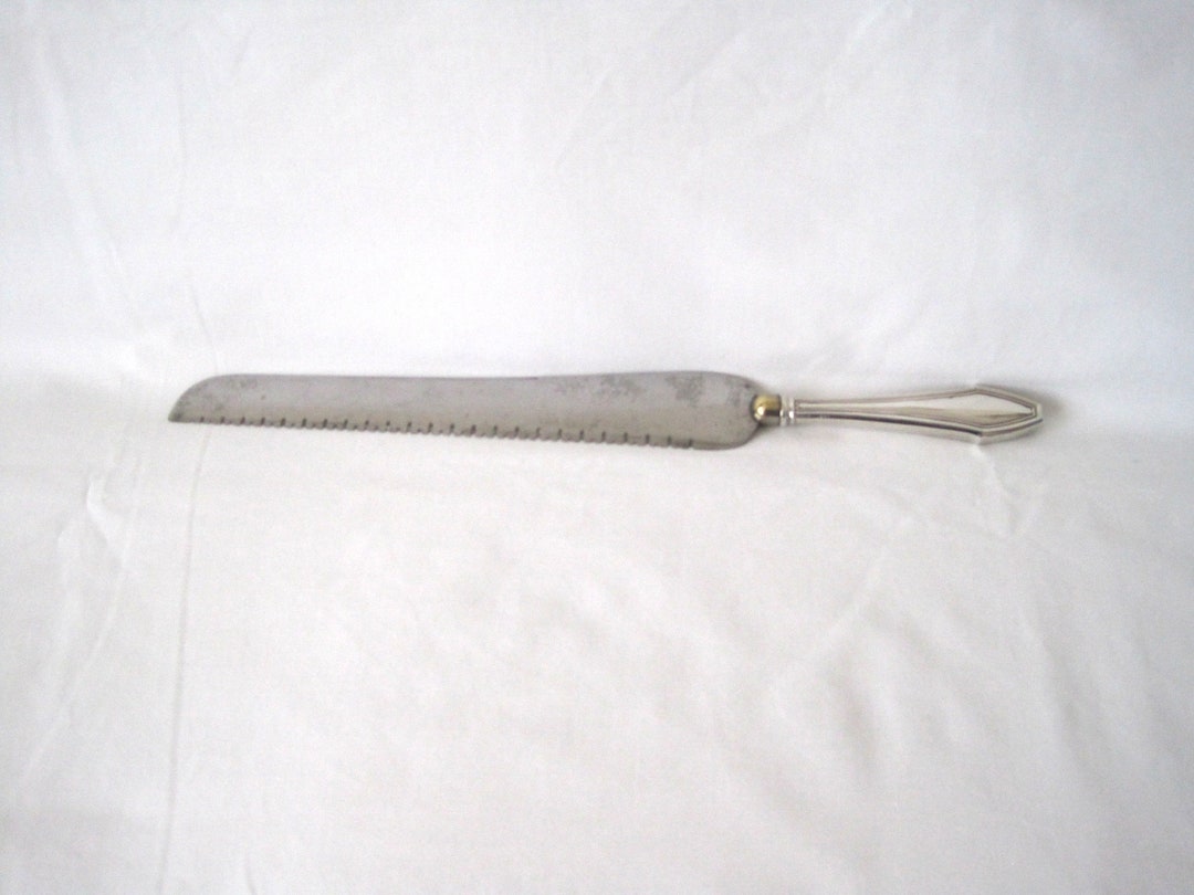 Knife Antique Bread Knife American Made Sterling Silver Handled Serrated Knife From the 1920's