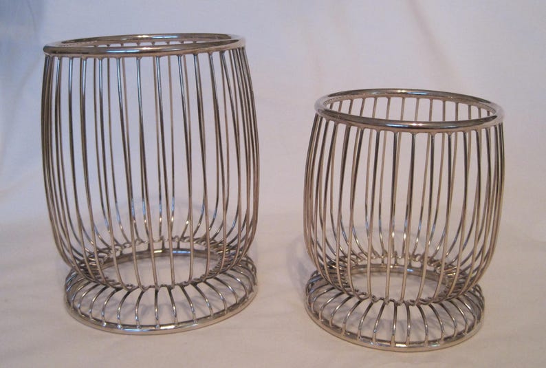 SALE *** Mid Century Modern Silverplate Set of Two Wire Candle Holders
