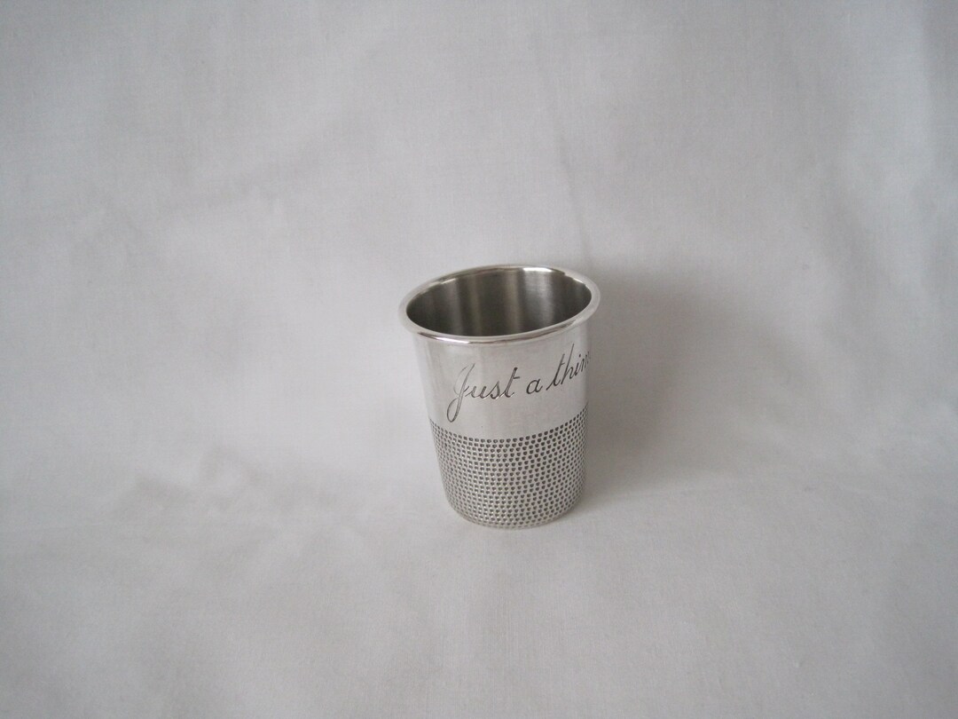 Salesterling Jigger Shot Glass Cup just a Thimbleful Towle American