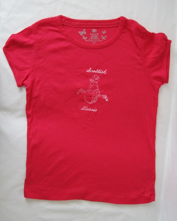 Girl's Bright Pink T-Shirt with "Scottish Lassie"… - image 1