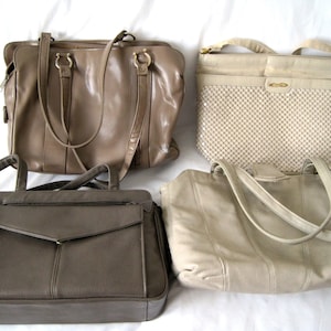 Juego de cuatro (4) bolsos de mano para mujer de los años 90 (dos en color topo y dos en color crema)