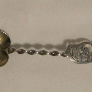 Sterling Spoon; State Souvenir Spoon; Gold Wash; Heart-Shaped Bowl; Twist Handle; Lancaster, PA; Perfect Wedding Gift or Baby Gift!