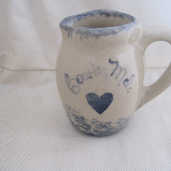 Mini Pottery Pitcher with Bowie, MD and a Blue Heart; Perfect Gift for That Little Girl; Perfect for Syrup, Honey, or Chocolate Sauce