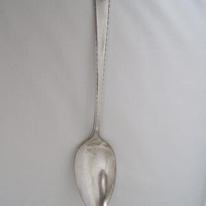 May include: A silver spoon with a grape cluster design on the handle. The spoon has a long, slender handle and a rounded bowl. The spoon is likely made of sterling silver.