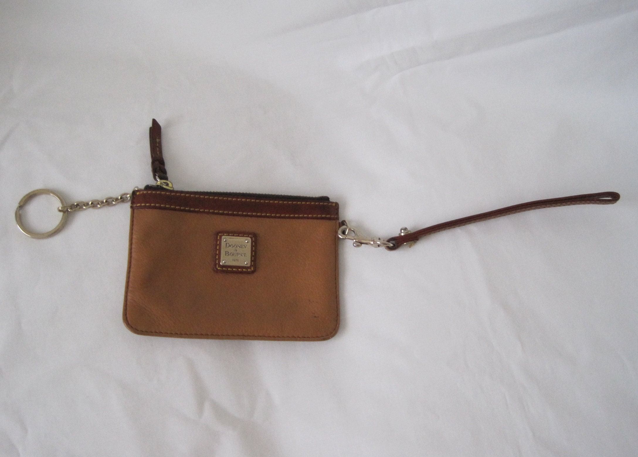 Vintage Dooney & Bourke Small Madison Wallet All Weather Leather Black Tan  EUC