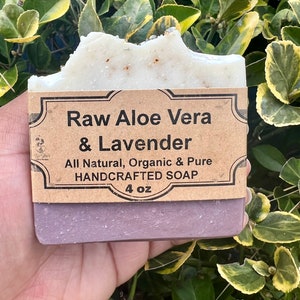 Raw Aloe Vera And Lavender Bar Soap | Skin Soothing | Natural Soap | Handmade | Facial Bar Soap