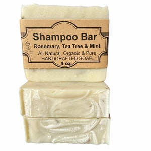 Rosemary Tea Tree & Mint Herbal Shampoo Bar Soap | Natural | Handmade Soap | Handmade 4 Oz