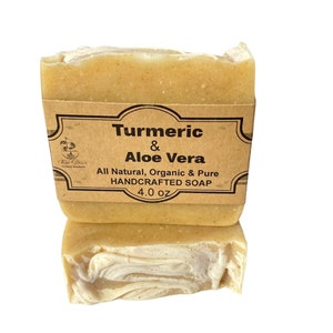 Handmade Turmeric Aloe Vera Soap Bar: Unscented Facial Cleansing