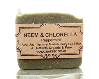 Neem & Chlorella Soap Bar: Natural Peppermint Shampoo Bar