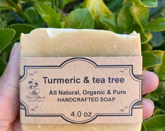 Turmeric & Tea Tree Brightening  | Natural Bar Soap | Acne | Skin Turmeric Soap | Facial Bar Soap | Body Soap | Moisturizing Bar Soap