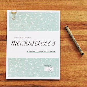 Script Majuscules Workbook | Hand Lettering Worksheets | Digital Download