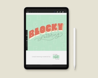 Blocky Lettering Workbook | Hand Lettering Worksheets | Digital Download