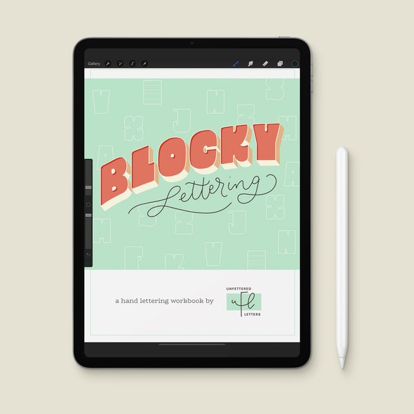 Blocky Lettering Workbook | Hand Lettering Worksheets | Digital Download